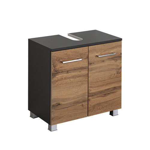 HELD MÖBEL Waschbeckenunterschrank Paris in Eiche Optik, Farbe Braun/Grau, B/H/T: 60 x 54 x 35 cm - Bild 2