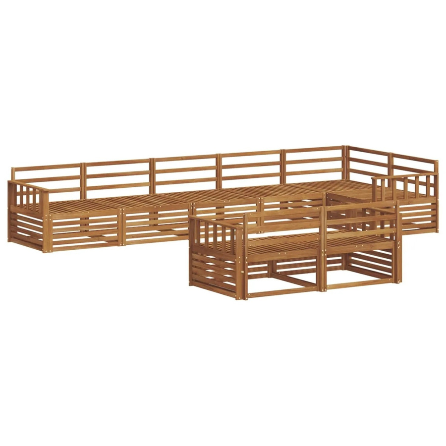 vidaXL Outdoor-Sofagarnitur 8-teilig aus Akazienholz in Braun, L-Form mit Armlehnen - Bild 2