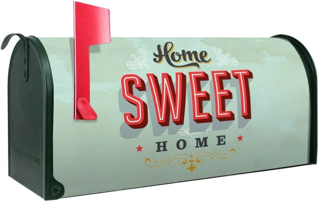 Banjado Amerikanischer Briefkasten Home Sweet Home in Grün, Stahl pulverbeschichtet, B/T/H: 48 x 22 x 16 cm - Bild 1