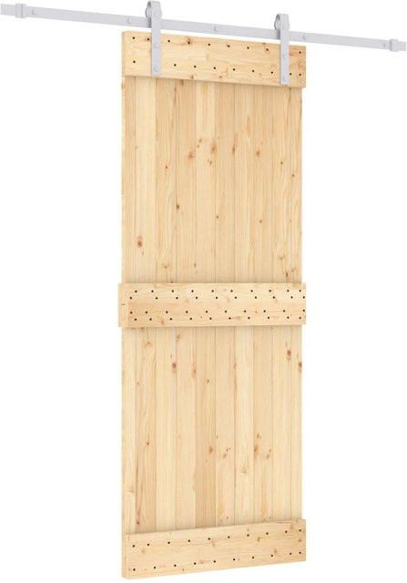 vidaXL Schiebetür aus Massivkiefer in Natur und Weiß, B: 80 cm, H: 210 cm - Bild 1