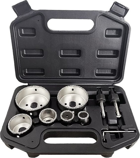 MEYOUTOWN 9-teiliges Diamant-Kernbohrer-Set mit Koffer für Granit, Marmor, Fliesen, Keramik, Stein und Glas - Bild 1