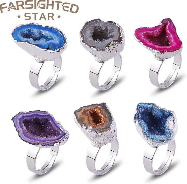 Farsighte Ring, Naturstein, blauer Kristall, Silber, Damen - Bild 1