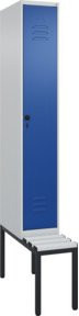 C+P Spind Classic PLUS Garderobenschrank mit Sitzbank, 1 Abteil, Lichtgrau, B/H/T: 212,0 x 81,5 x 30,0 cm - Bild 1
