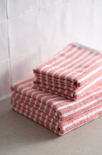 DIXIE Handtuch-Set 4er-Pack aus Baumwolle in Pink gestreift - Bild 1