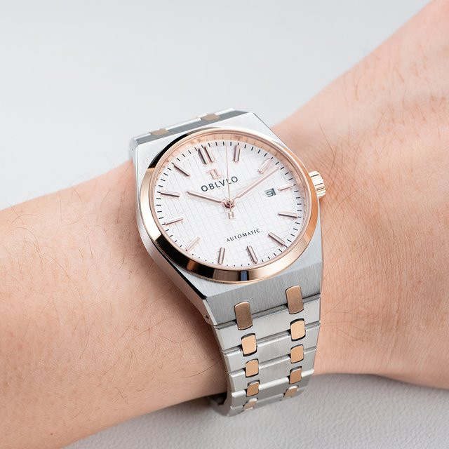 OBLVLO Armbanduhr Edelstahl, Bicolor, Automatik, 41 mm, Herren - Bild 1