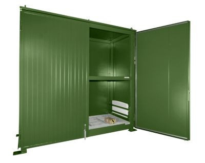 Isolierter Regalcontainer BAUER CEH 29-2 aus Stahl mit Doppelflügeltor in Grün, B/T/H: 322,0 x 150,0 x 303,0 cm - Bild 1
