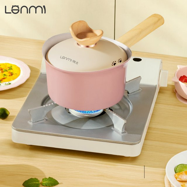 LANMI Keramik Milchtopf in Pink mit Antihaftbeschichtung und Fisch-Lippen-Design - Bild 1