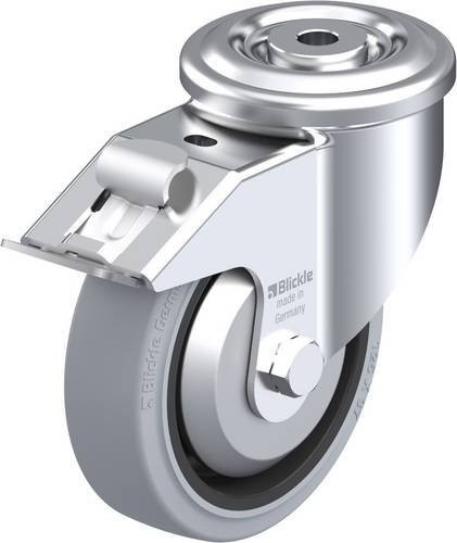Blickle Lenkrolle LKR-POEV 125R-FI-SG-FA mit Feststeller, Farbe: Grau/Schwarz/Silber, Rad-Durchmesser: 125 mm, Tragfähigkeit: 250 kg - Bild 1