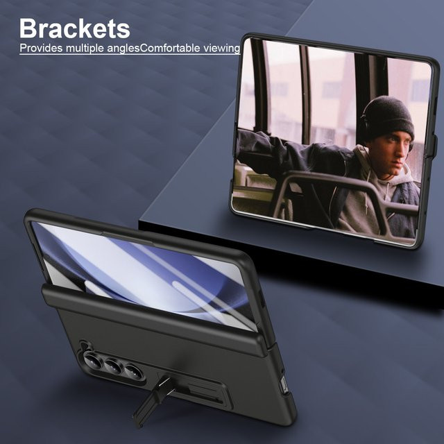 Displayschutzfolie mit integriertem Ständer und Scharnierschutz für Samsung Galaxy Fold7, Fold6, Fold5, Fold4 und Fold3 in Schwarz und Grün - Bild 1