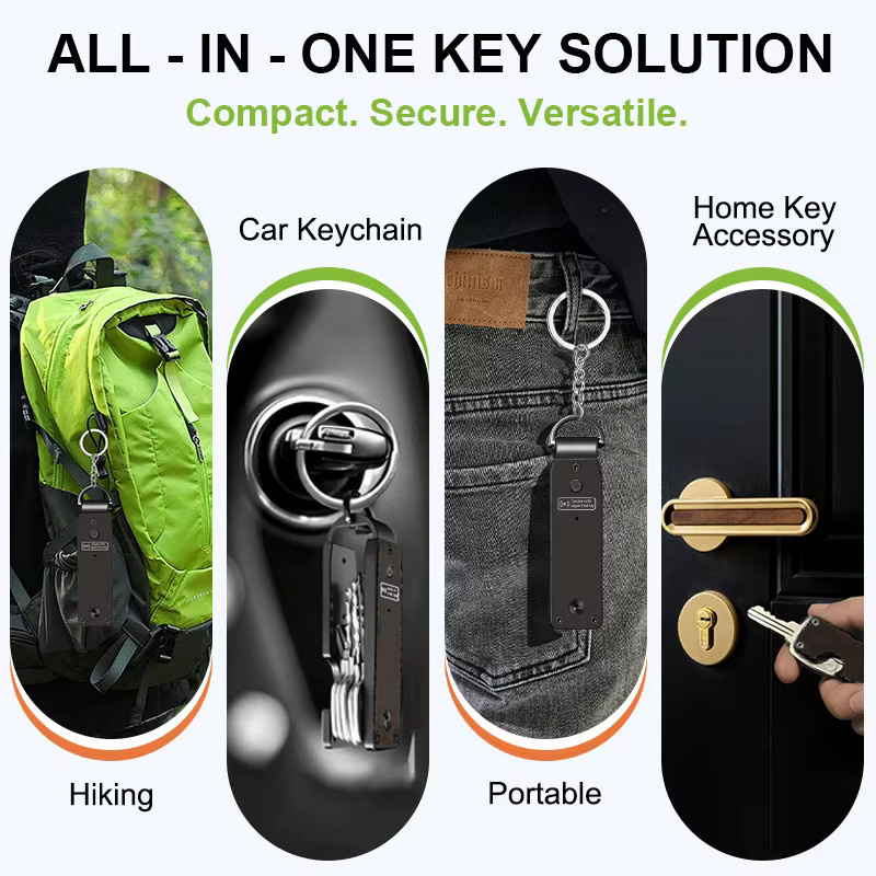 Schlanker Smart Keychain Tracker aus Kohlefaser in Schwarz, MFi-zertifiziert für Apple Find My, kratzfest mit austauschbarer Batterie - Bild 3