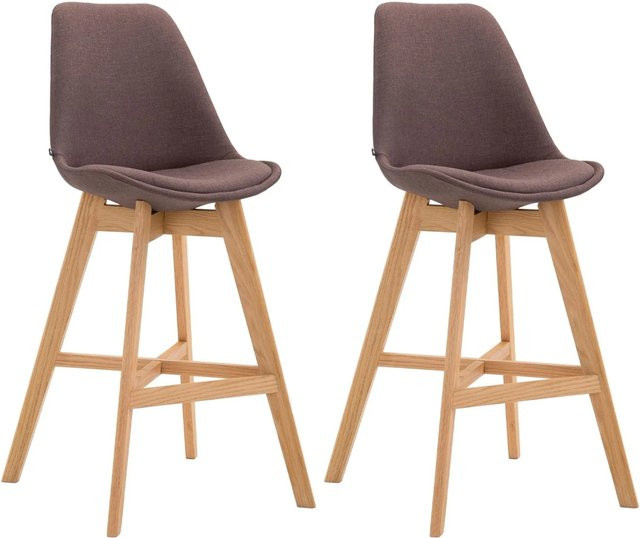 2er Set Barhocker DELUKE DUMIR in Braun mit Lehne und Stoffbezug, B/T/H: 48 x 56 x 112 cm - Bild 1