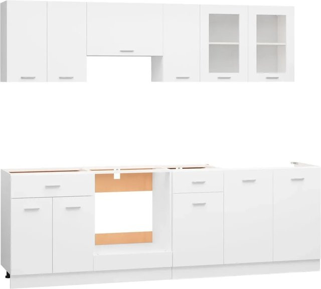 vidaXL 8-tlg Küchenzeile Modell 1 in Weiß aus Holzwerkstoff - Bild 1