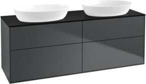 V&B Waschtischunterschrank Finion mit Wandbeleuchtung in Schwarz lackiert, B/T: 160 x 50,1 cm - Bild 1