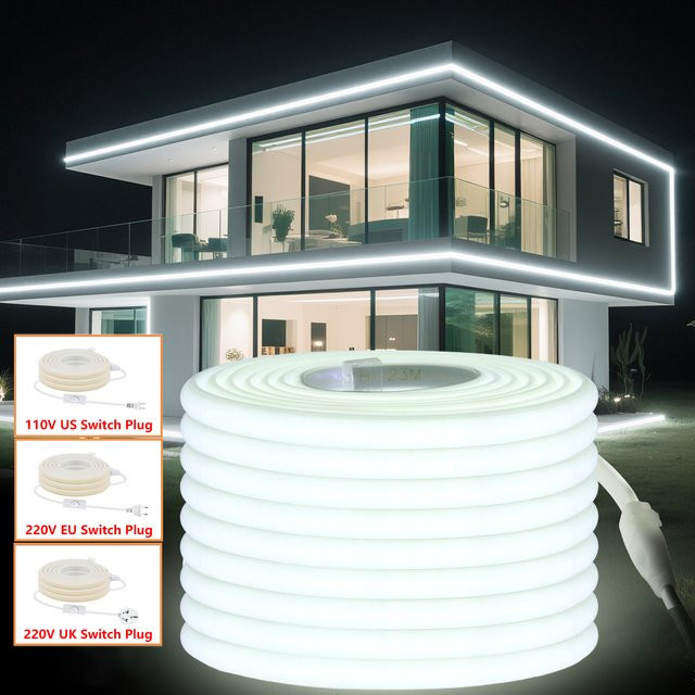 XUNATA COB-LED-Streifen in Weiß mit Schalter und Stecker, wasserdicht, RA90, 240 cm Länge, 110 V - 220 V - Bild 1
