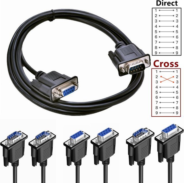 BSN DB9 Serielles RS232 Verbindungskabel Adapter Stecker zu Buchse in Schwarz - Bild 1
