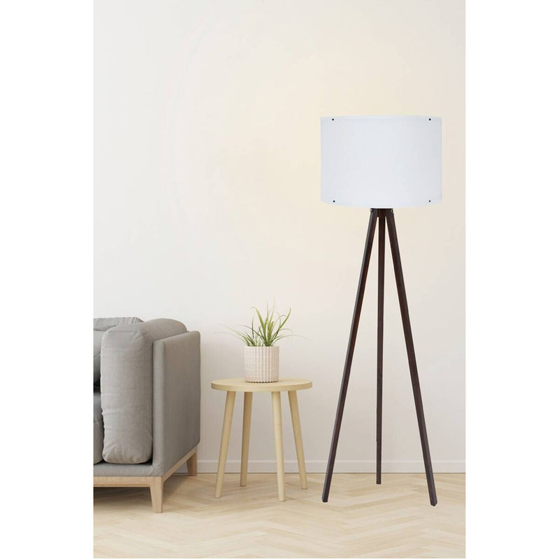 Opviq Stehlampe modern in Weiß und Nussbaum, B/T/H: 38 x 38 x 145 cm, E27 Fassung - Bild 2