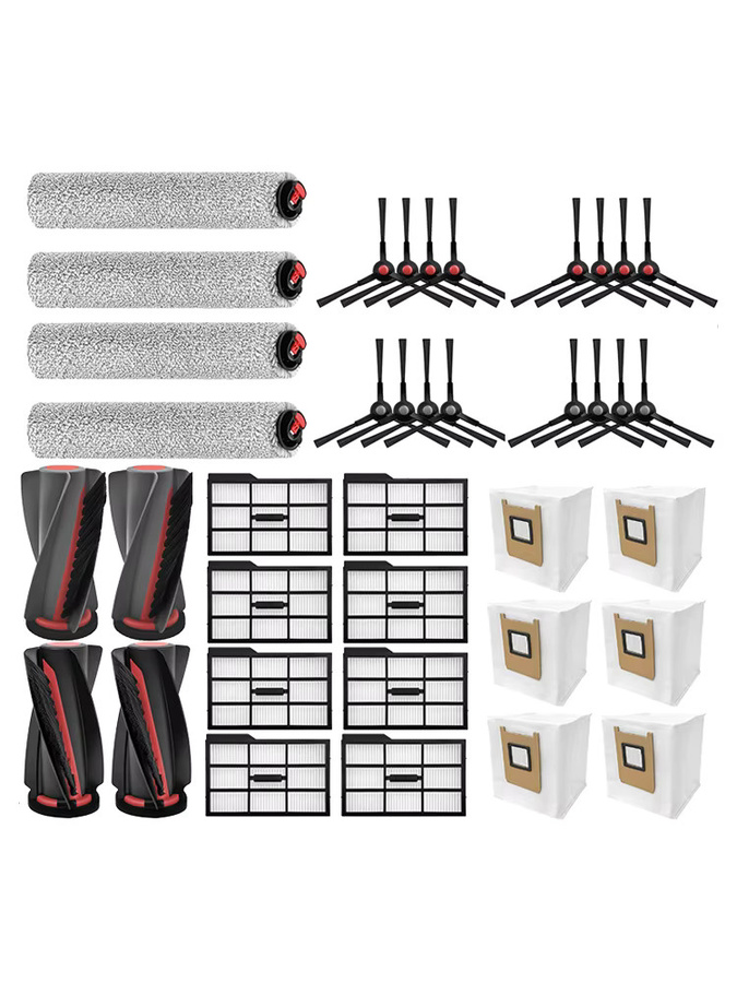 HIKSIT Ersatzteil-Set für Eufy Omni E25 und E28 Saugroboter mit Seitenbürsten, Hauptbürsten und Staubbeuteln in Multicolor - Bild 2