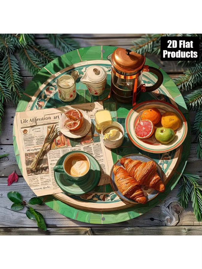 HELLOYOUNG Vintage Frühstücks-Schild aus Metall, rund, Mehrfarbig, Durchmesser: 20,3 cm, Wanddekoration für dein Zuhause oder Café - Bild 6