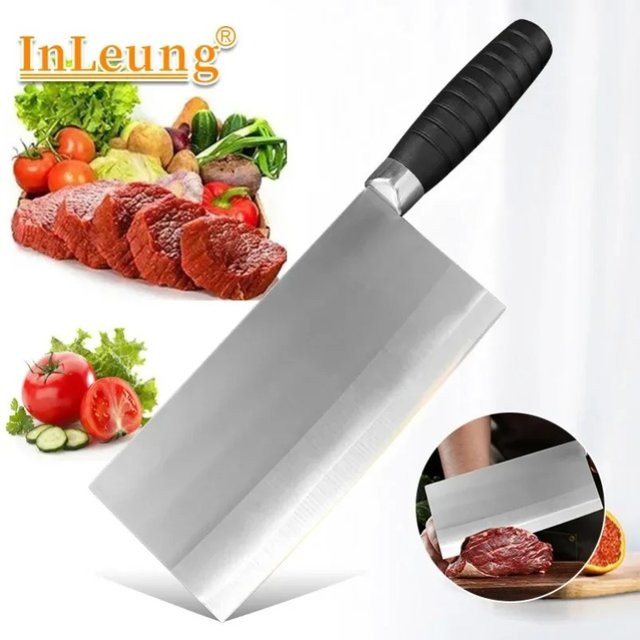 InLeung Handgeschmiedetes Chefmesser in Silber mit Kunststoffgriff zum Schneiden von Fleisch, Gemüse und Fisch - Bild 1