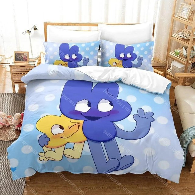 Jacknjellify Cartoon 3D Druck Bettwäscheset mit Bettbezug und Kissenbezug, Blau, B/H: 228 x 228 cm - Bild 1