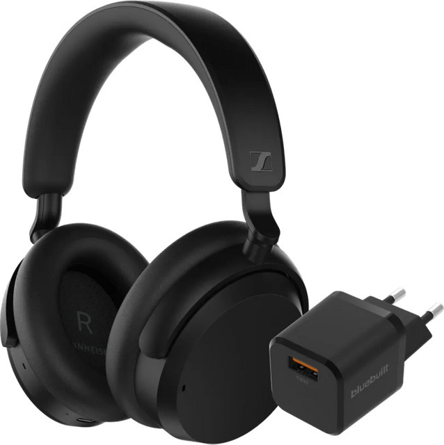 Sennheiser Accentum Wireless Kopfhörer in Schwarz mit BlueBuilt Quick-Charge-Ladegerät und USB-A-Port - Bild 1