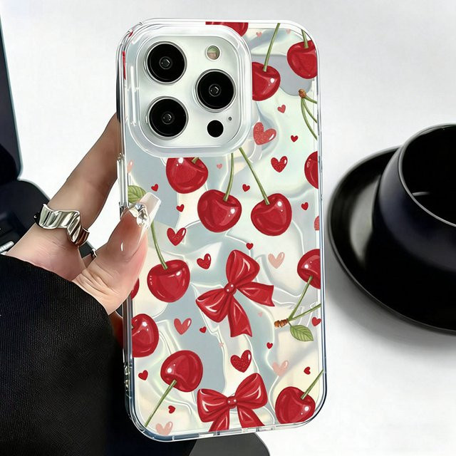 FunYudas Handyhülle mit Kirsch-Schleifen-Muster für iPhone, stoßfeste TPU Hülle in Multicolour - Bild 1