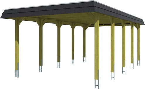 Skan Holz Carport Spreewald mit Walmdach aus Nadelholz in Schwarz oder Grün, B/T: 396 x 741 cm, Höhe: 244 cm - Bild 3