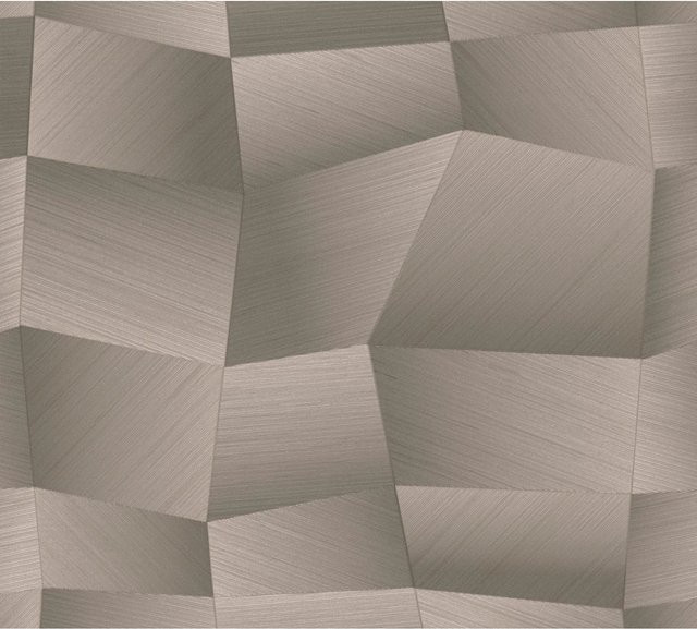 A.S. Création Vliestapete Grafik 3D-Effekt in Grau Metallic mit geometrischem Abstract-Muster, Breite: 0,53 m, Länge: 10,05 m - Bild 1