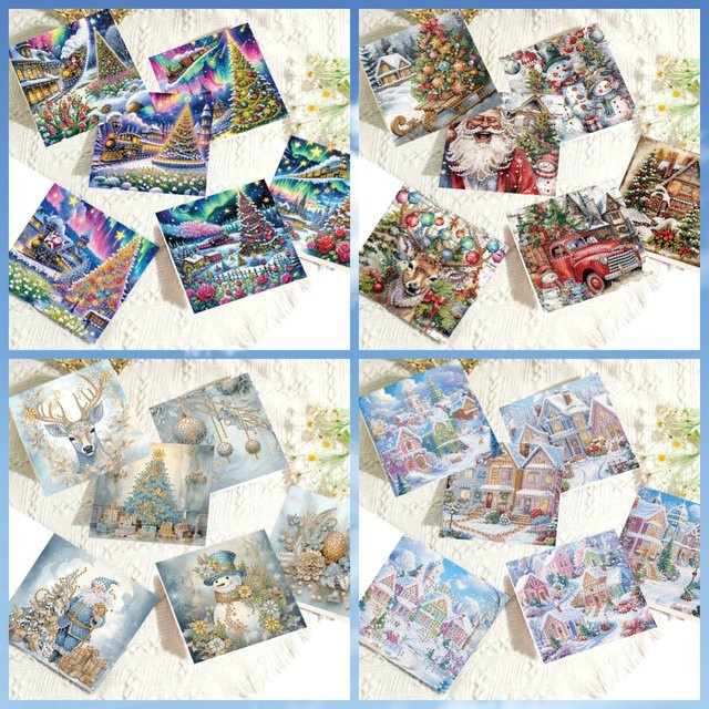 6 DIY Diamant-Malsets für Weihnachtsgrußkarten in Multicolor aus Papier - Bild 1