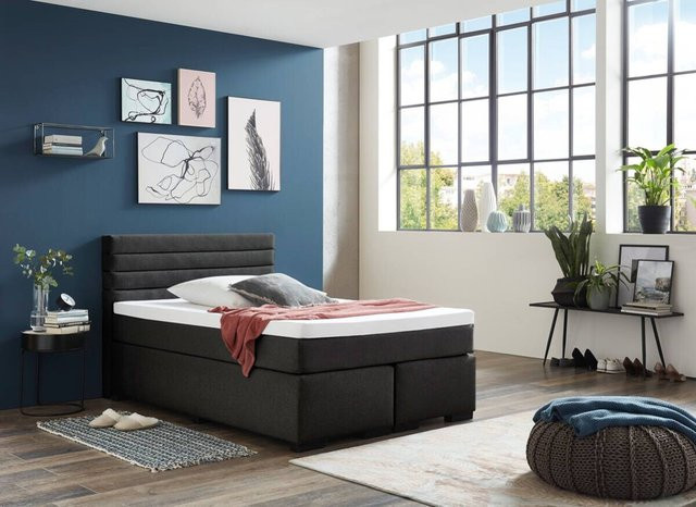 Boxspringbett Kokomo Anthrazit mit Federkern Liegefläche B: 140 cm, L: 200 cm - Bild 1