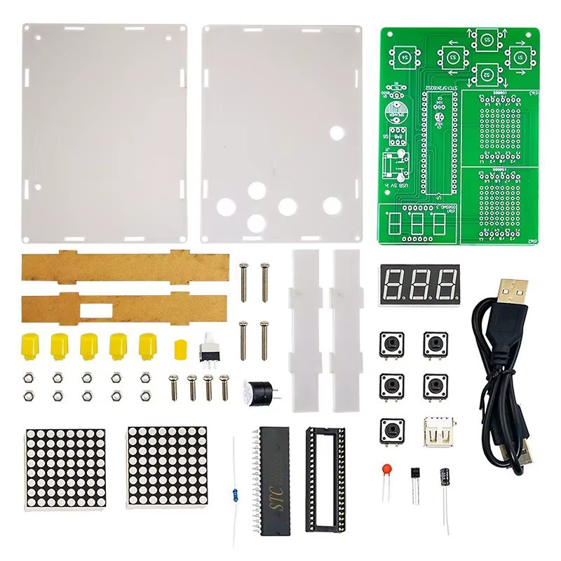 DIY Pixel Spielkonsole Kit Classic Cube Mini Videospielkonsole zum Selbstbauen mit Koffer, Mehrfarbig - Bild 3