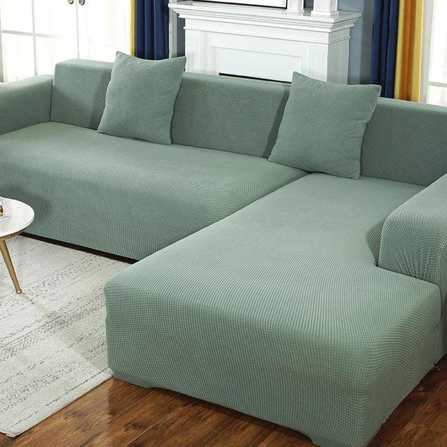 FebEr Stretch-Jacquard-Sofabezug für 4-Sitzer, elastischer Schonbezug in Grün - Bild 1