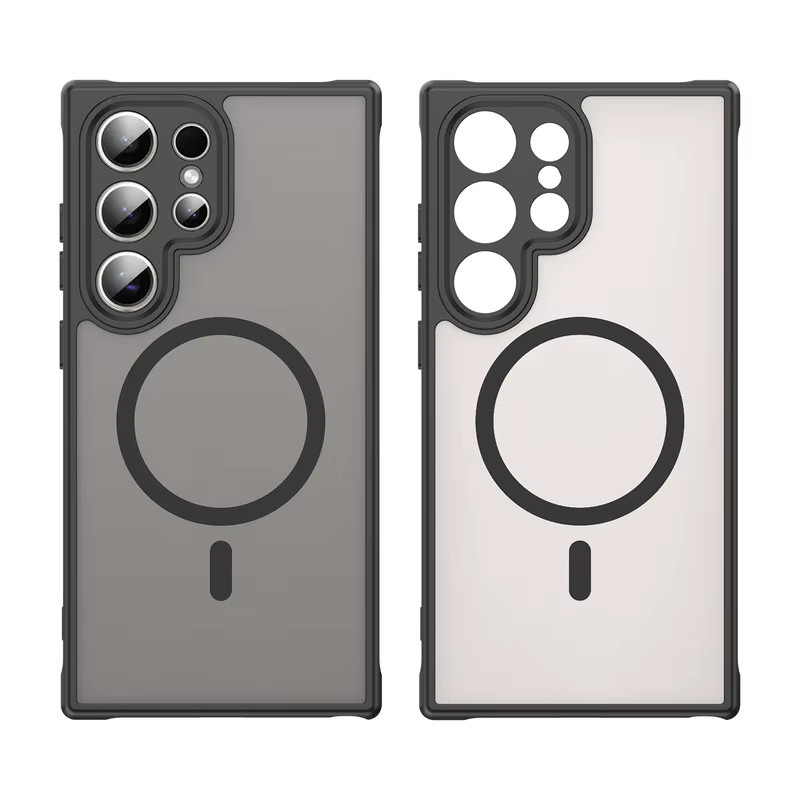 Magnetische transparente Handyhülle für Samsung Galaxy S25 S24 S23 S22 Ultra Plus und S24 FE mit MagSafe Wireless Charging Matte Cover in Schwarz und Transparent - Bild 6