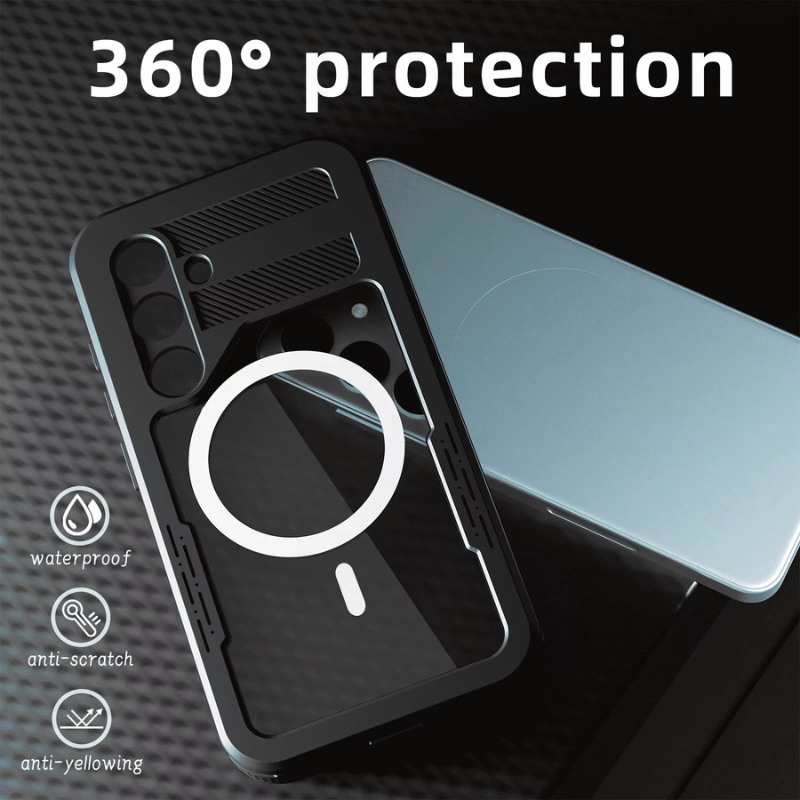 Shellbox IP68 wasserdichte Handyhülle mit 360-Grad-Vollschutz für Samsung S23 Plus, S24 und S24 Ultra in Schwarz - Bild 2