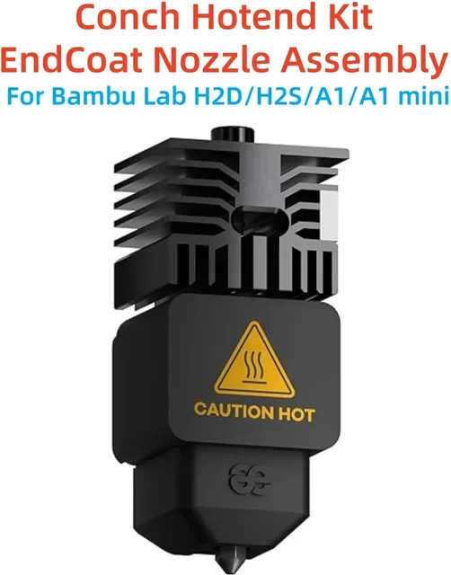 Phaetus Conch Hotend-Set mit Endcoat-Düsen 0,4 mm und 0,6 mm in Schwarz für Bambulab H2D H2S A1 A1mini FDM-Drucker - Bild 1