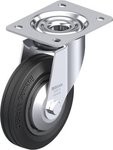 Blickle Lenkrolle LE-VPP 150G-FA in Schwarz und Silber mit Schraubbefestigung, Rad-Durchmesser: 150 mm, Tragfähigkeit: 135 kg - Bild 1