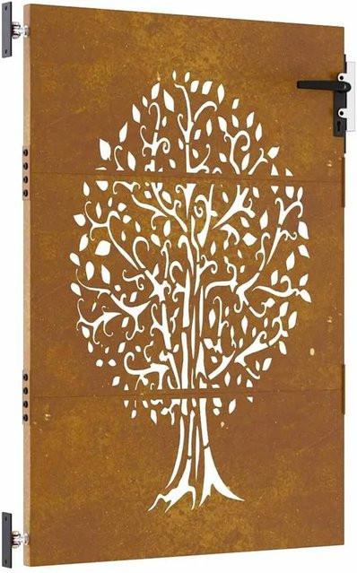 vidaXL Gartentor aus Cortenstahl in Rost-Optik mit Baum-Design, B: 85 cm, H: 125 cm - Bild 1