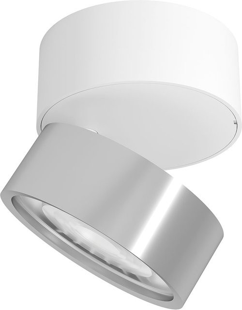 LUX-IT Swing 95 Round LED-Deckenstrahler 1-flammig, Weiß und Silber, Warmweiß 3000K, rund und verstellbar - Bild 1