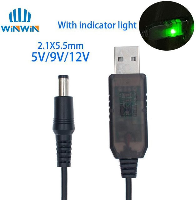 AITEWIN ROBOT USB Power Boost Line Step Up Modul DC 5V zu DC 9V / 12V Konverter Adapterkabel mit Kontrollleuchte, Schwarz, 1m - Bild 1