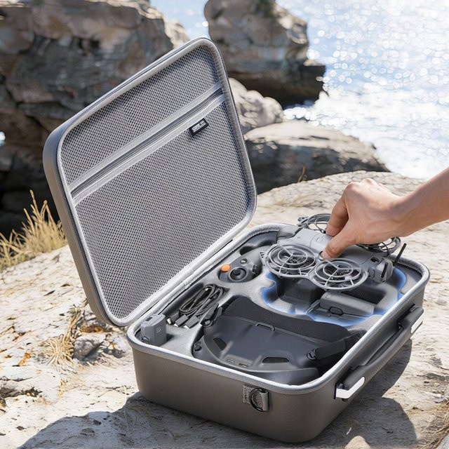 STARTRC Tragetasche für DJI Neo 2 Zubehör, graue PU-Tasche für Motion Fly More Combo mit RC Motion 3, Goggles N3 und Ladestation - Bild 1