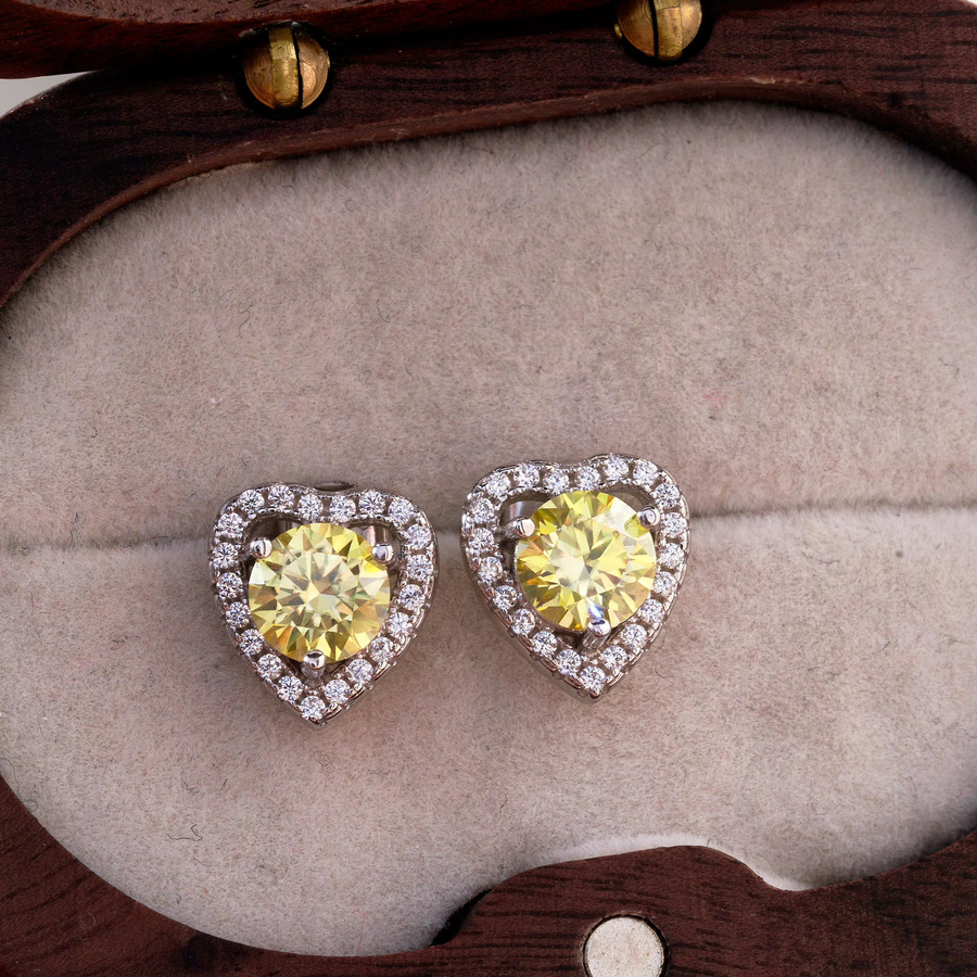 JoyceJelly Ohrringe, 925 Silber, Moissanit, Diamant, Damen, Herzförmig - Bild 3