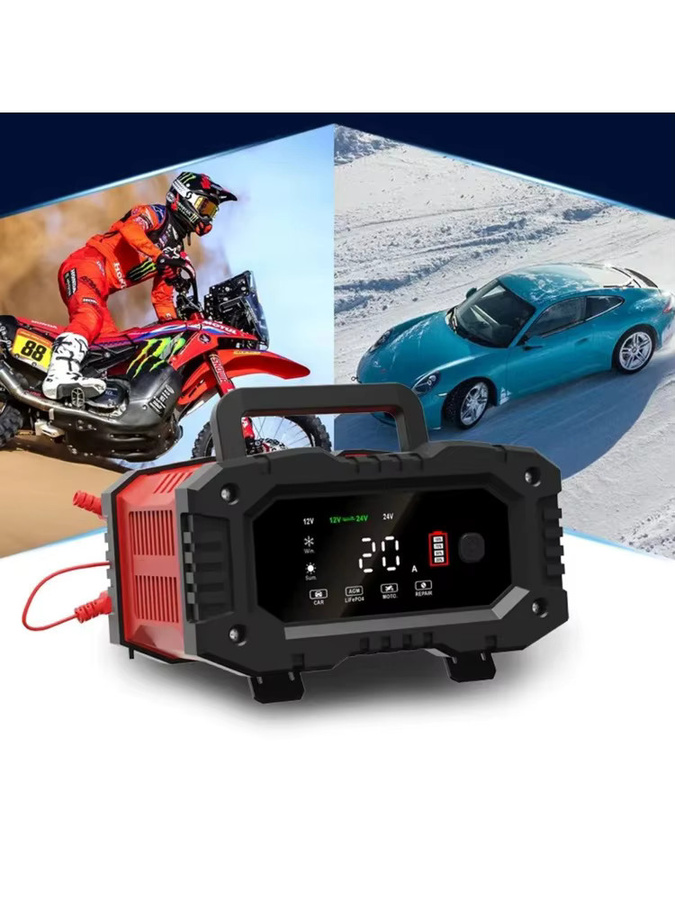 EAFC Autobatterieladegerät 20A/10A 12V/24V mit Pulsreparatur für AGM, Gel, Nass, Blei-Säure und LiFePO4 Batterien - Bild 5