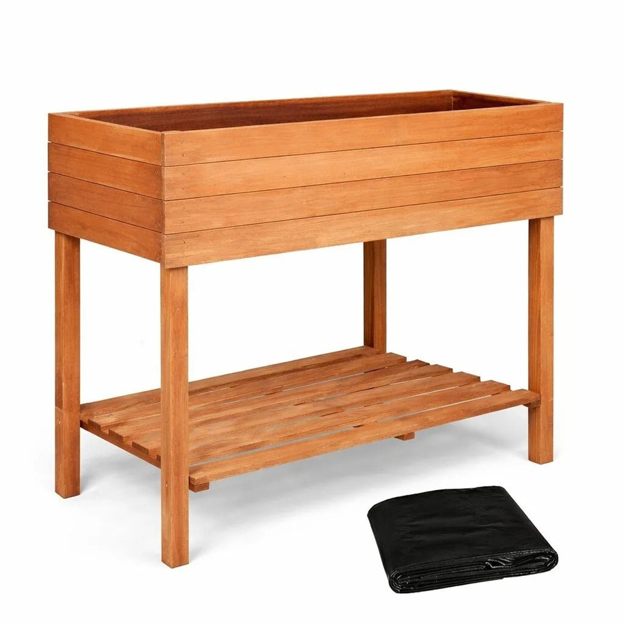 TTL GARDEN Hochbeet Pflanzkasten aus Tannenholz mit Ablagefach, Braun, B/T/H: 80 x 60 x 80 cm - Bild 2