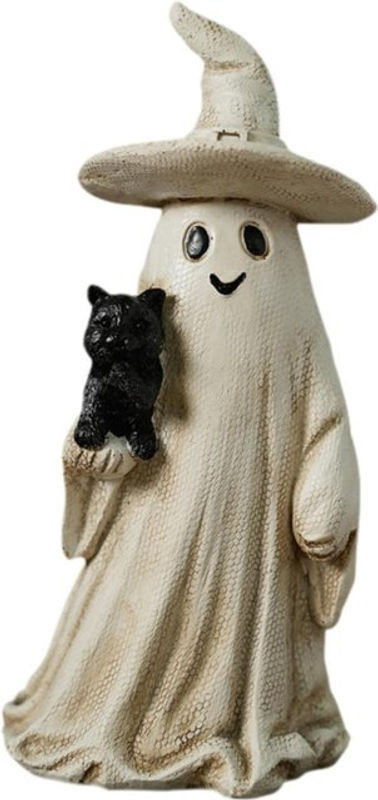 Kesoto Halloween Tischdekoration aus Kunstharz mit Geistern und schwarzen Katzen in Schwarz und Weiß - Bild 1