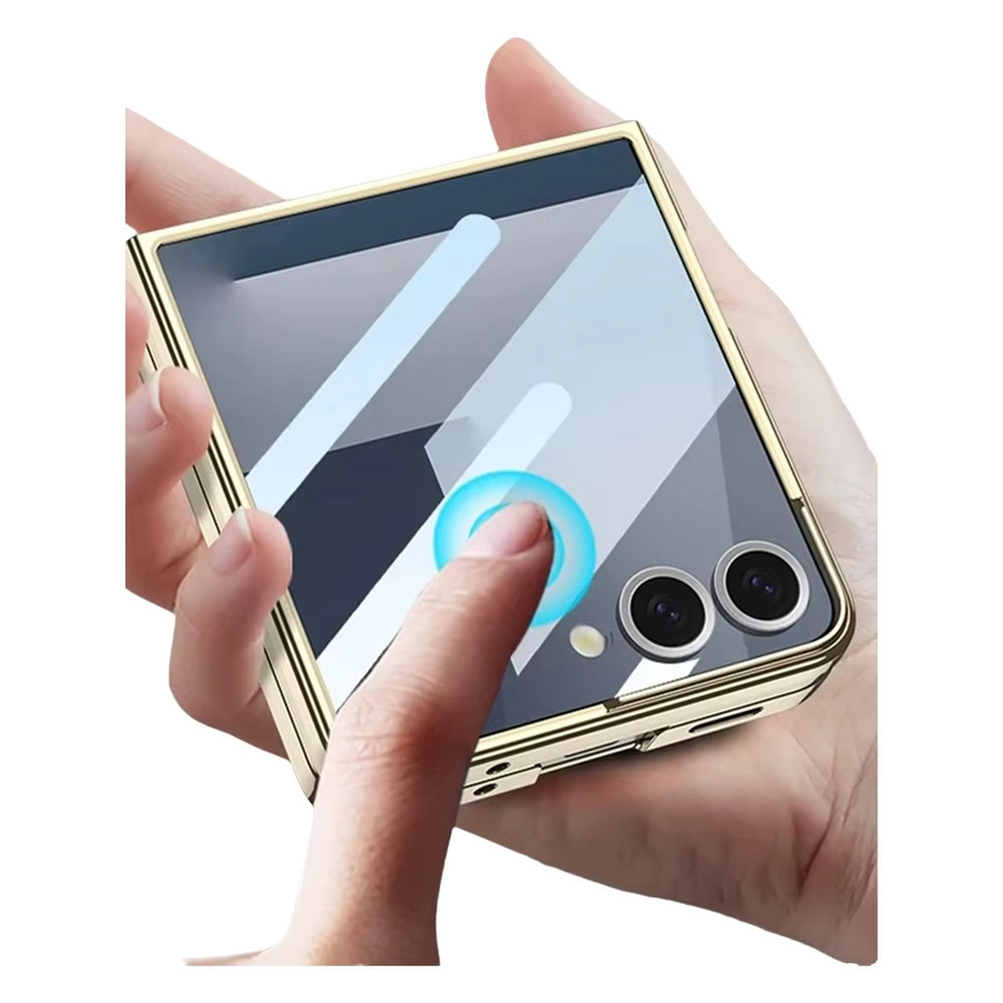Transparente galvanisierte Schutzhülle für Samsung Galaxy Z Flip 7 und Flip7 Ultra in Purple mit integriertem Displayschutz und stoßfester PC-Abdeckung - Bild 2