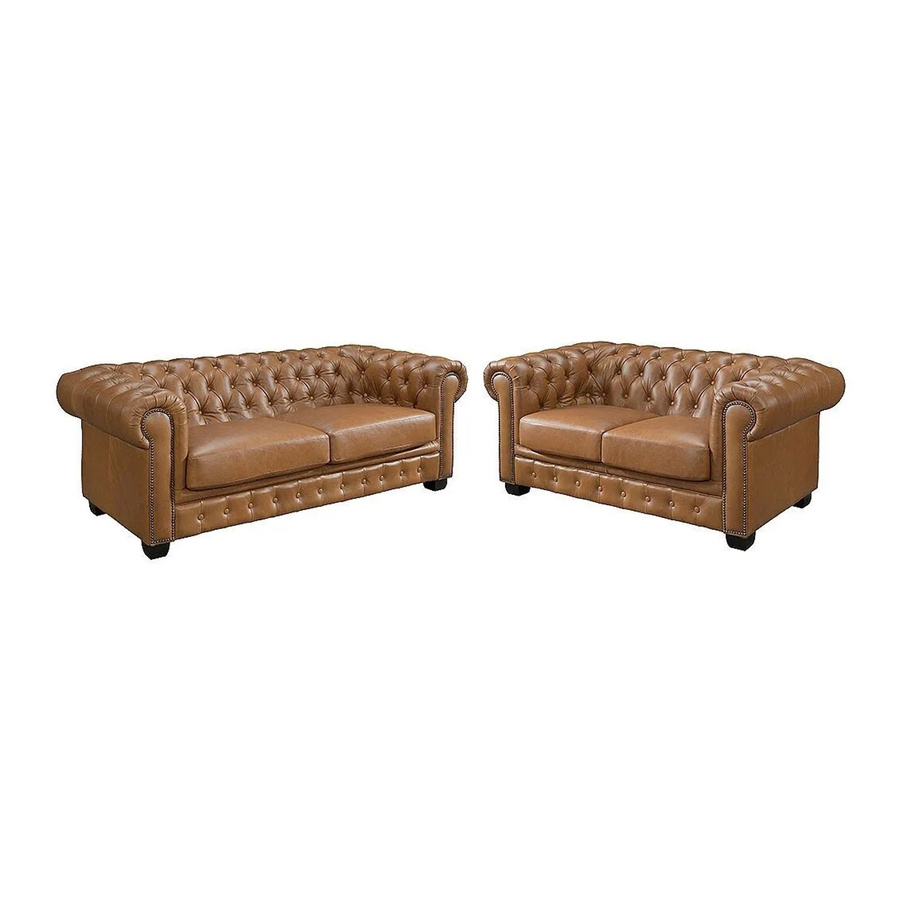 Vente-unique Couchgarnitur Brenton in Camel, Chesterfield Ecksofa aus Kunstleder mit 3-Sitzer und 2-Sitzer, B/T/H: 201 x 160 cm - Bild 2