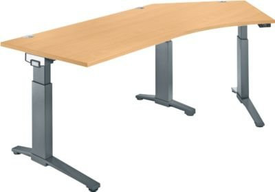 Schäfer Shop Genius ERGOSTYLE S Schreibtisch elektrisch höhenverstellbar, Buche/anthrazit, B/T/H: 216,5 x 80 x 71,5-118,2 cm - Bild 1