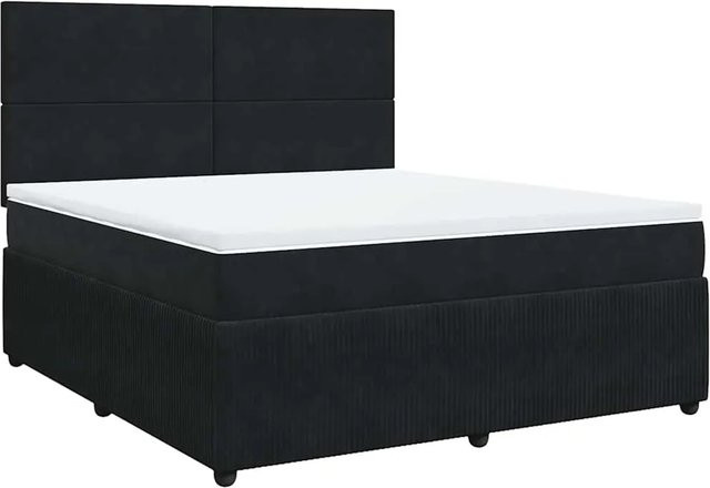 vidaXL Boxspringbett mit Matratze in Schwarz aus Samt, Hybridbett mit Taschenfederkern, B/T: 180 x 200 cm - Bild 1