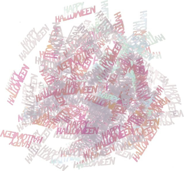 Rico Design Happy Halloween Flitterstreu Konfetti mit Schriftzug in Weiß-Irisierend, 200 Stück - Bild 1