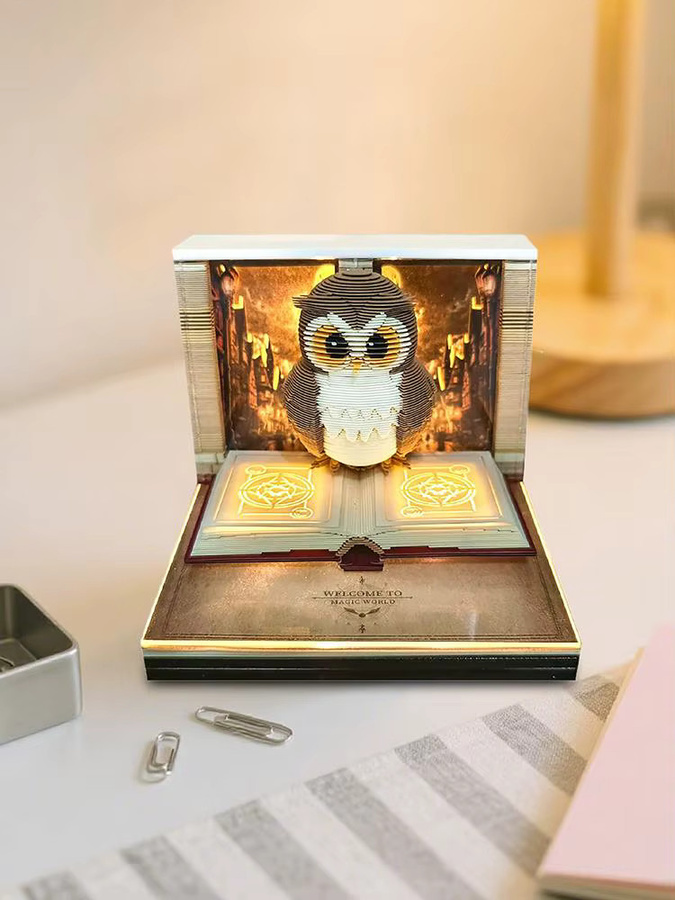 3D Papierskulptur-Kalender 2026 als Kunstvoller Notizblock in Gelb - Bild 3